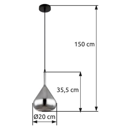 Globo - Żyrandol na lince 1xE27/60W/230V śr. 20 cm czarne