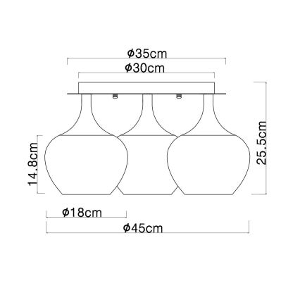 Globo - Żyrandol natynkowy 3xE27/40W/230V śr. 45 cm miedź