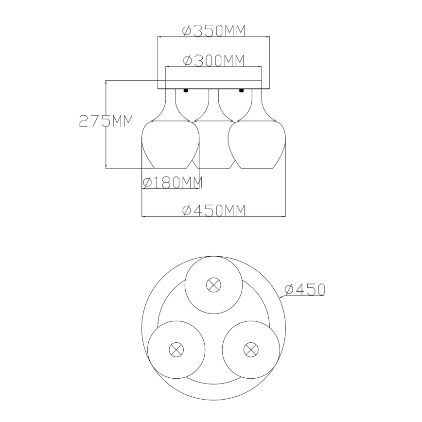 Globo - Żyrandol natynkowy 3xE27/40W/230V antracyt