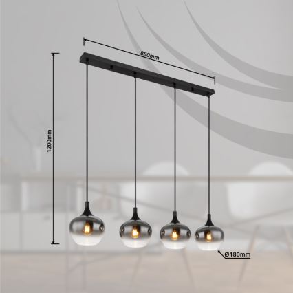 Globo - Żyrandol na lince 4xE27/40W/230V czarny