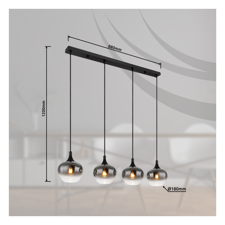 Globo - Żyrandol na lince 4xE27/40W/230V czarny