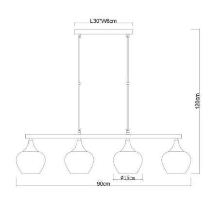Globo - Żyrandol na lince 4xE27/40W/230V czarne