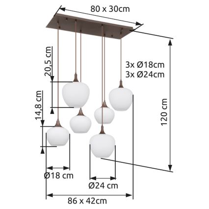 Globo - Żyrandol na lince 6xE27/40W/230V biały