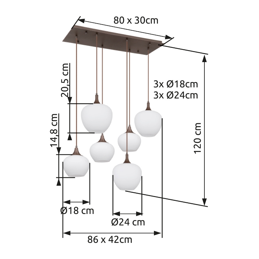 Globo - Żyrandol na lince 6xE27/40W/230V biały