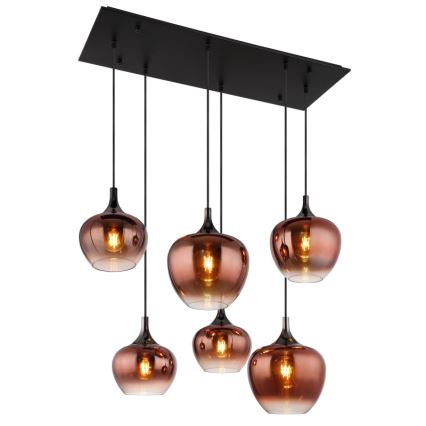 Globo - Żyrandol na lince 6xE27/40W/230V brązowy/dymny