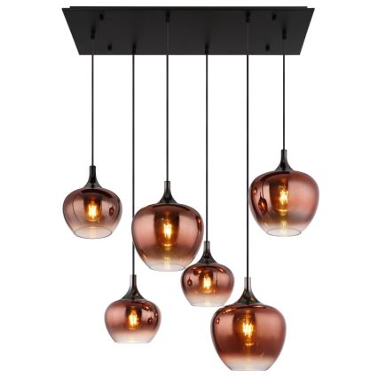 Globo - Żyrandol na lince 6xE27/40W/230V brązowy/dymny