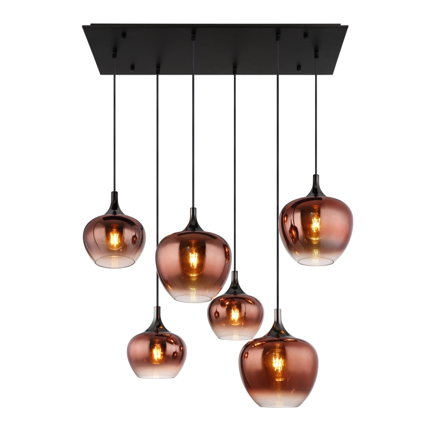 Globo - Żyrandol na lince 6xE27/40W/230V miedziany