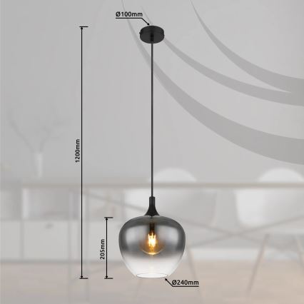Globo - Żyrandol na lince 1xE27/40W/230V śr. 24 cm czarny
