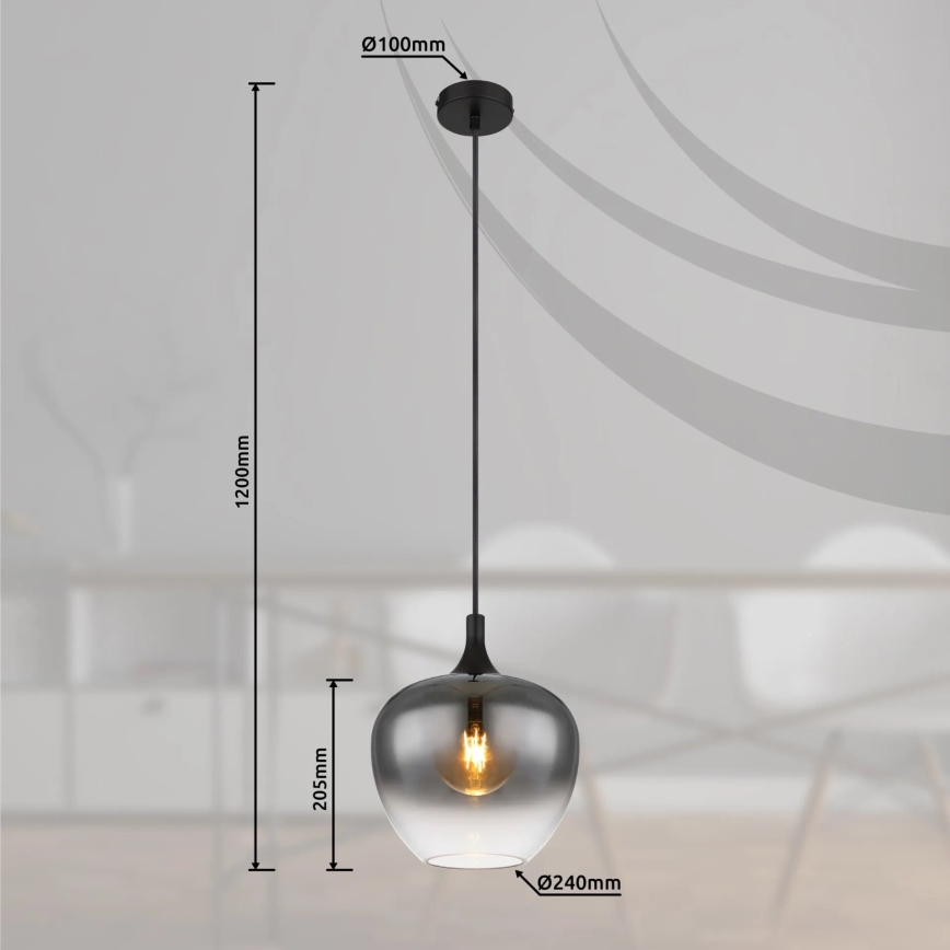 Globo - Żyrandol na lince 1xE27/40W/230V śr. 24 cm czarny