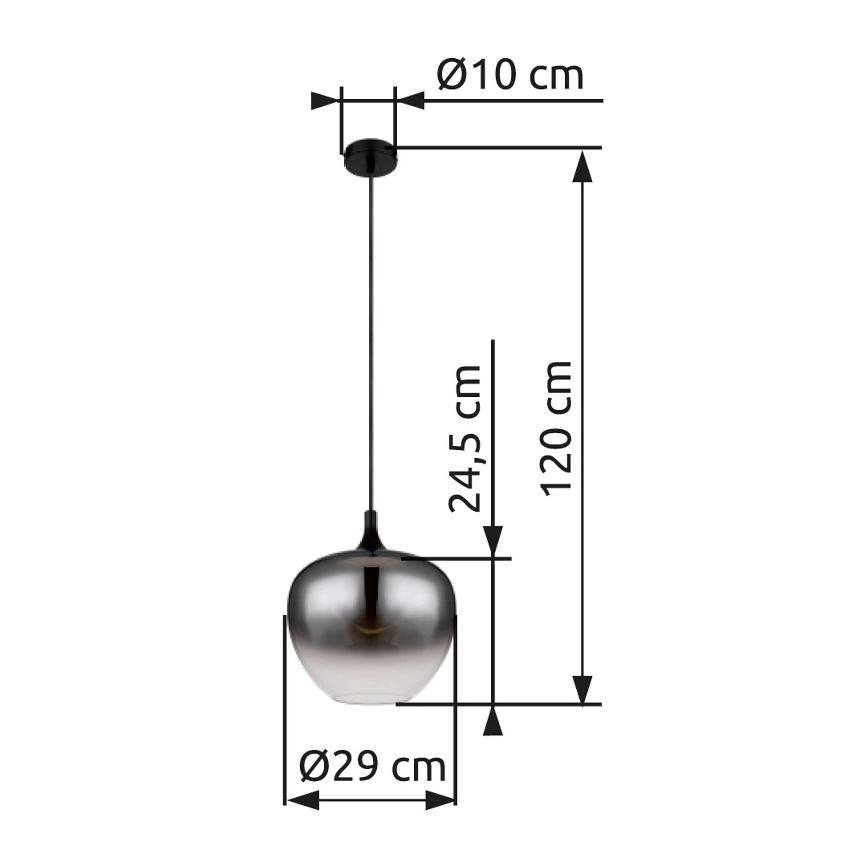 Globo - Żyrandol na lince 1xE27/60W/230V śr. 29 cm czarny