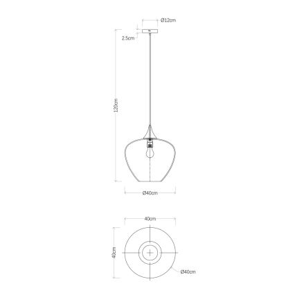Globo - Żyrandol na lince 1xE27/60W/230V śr. 40 cm czarne