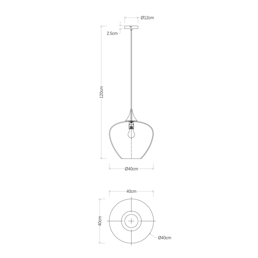 Globo - Żyrandol na lince 1xE27/60W/230V śr. 40 cm czarne