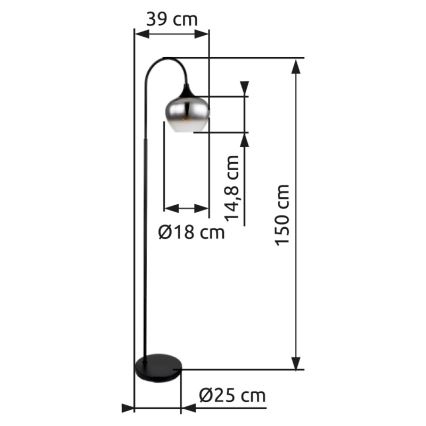 Globo - Lampa podłogowa 1xE27/40W/230V czarny/dymny