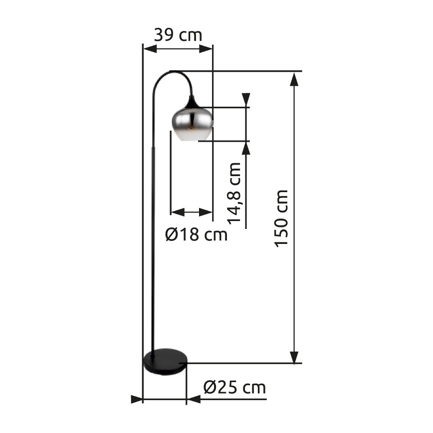 Globo - Lampa podłogowa 1xE27/40W/230V czarny/dymny