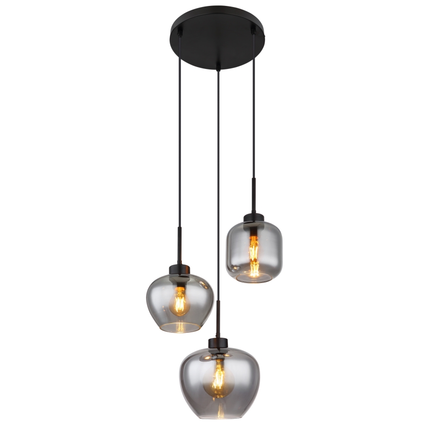 Globo - Lampa wisząca na lince 3xE27/40W/230V czarna
