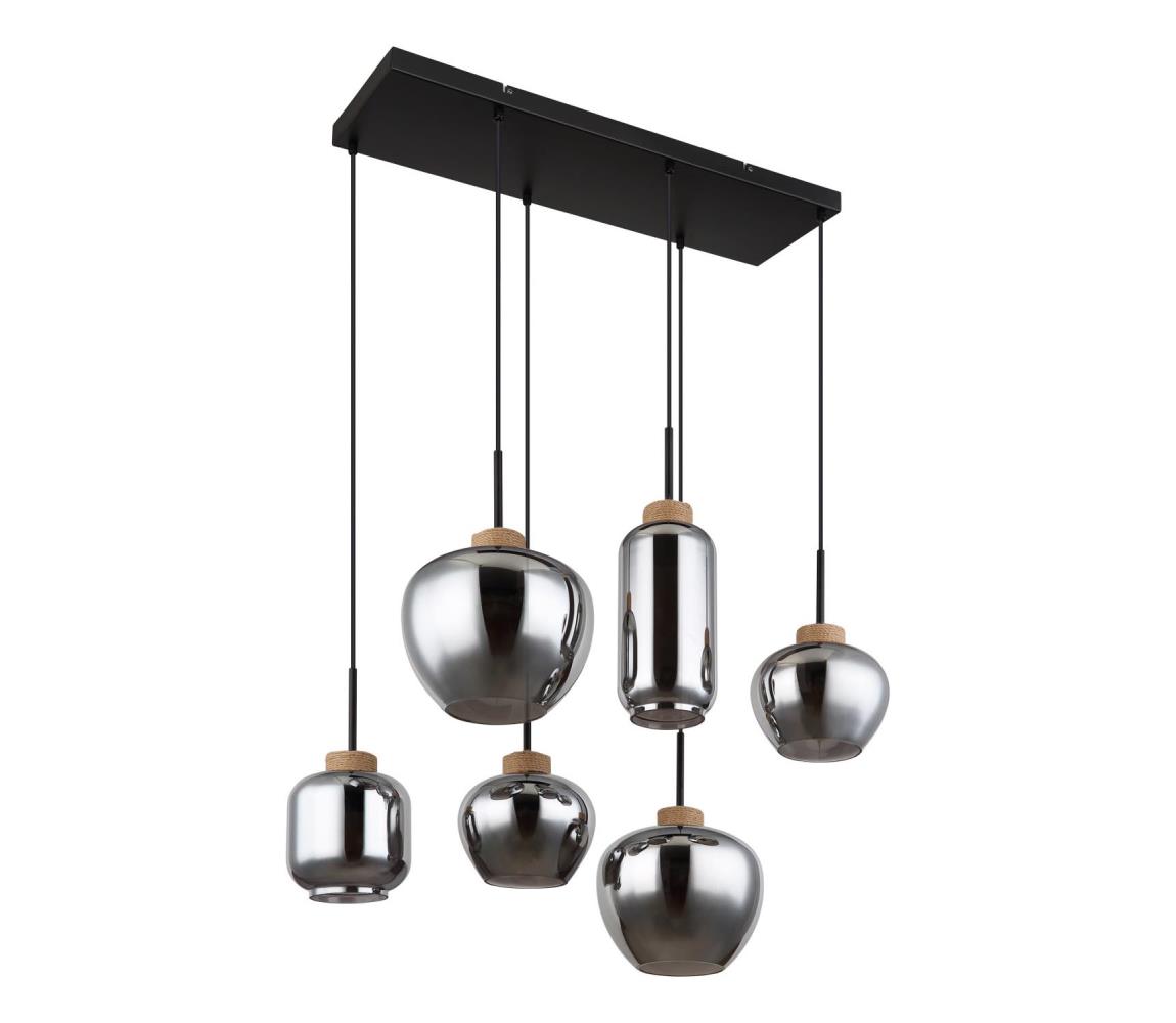 Globo 15549-6H - Żyrandol na linkach matowy 6xE27/40W/230V czarny