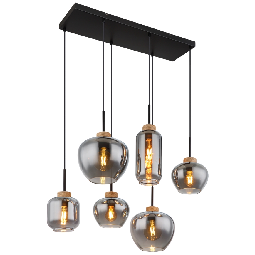 Globo - Żyrandol na lince 6xE27/40W/230V czarny