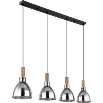 Globo 15550-4H - Lampa wisząca na lince MATTEA 4xE27/6W/230V czarna/dymna