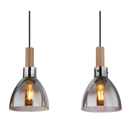 Globo 15550-4H - Lampa wisząca na lince MATTEA 4xE27/6W/230V czarna/dymna