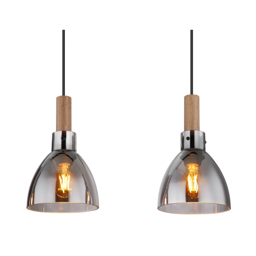 Globo 15550-4H - Lampa wisząca na lince MATTEA 4xE27/6W/230V czarna/dymna