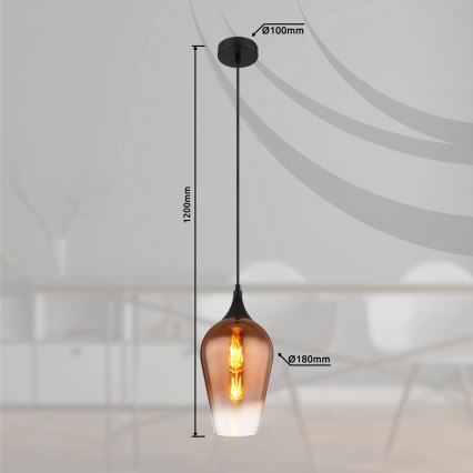 Globo - Żyrandol na lince 1xE27/60W/230V śr. 18 cm miedziany
