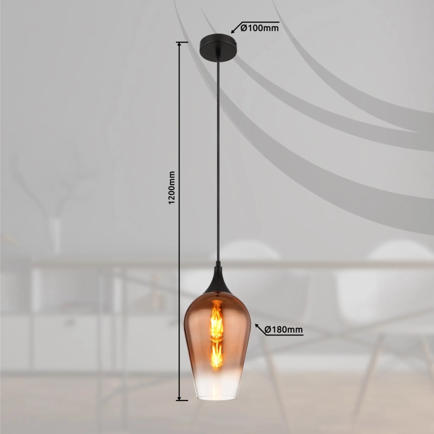 Globo - Żyrandol na lince 1xE27/60W/230V śr. 18 cm miedziany