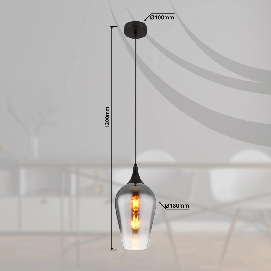 Globo - Żyrandol na lince 1xE27/60W/230V śr. 18 cm czarny