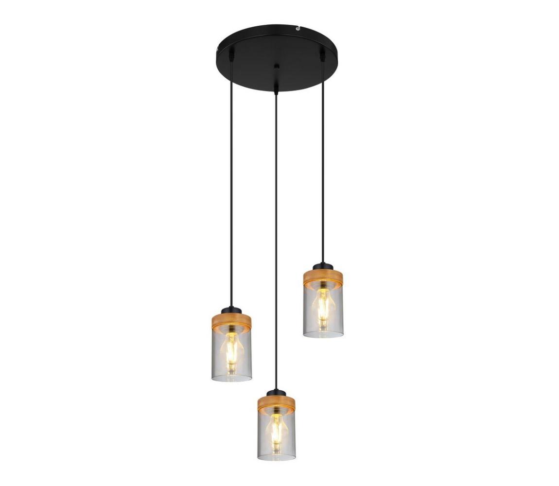 Globo 15557-3H - Żyrandol na lince FINCA 3xE27/40W/230V metal/drewno