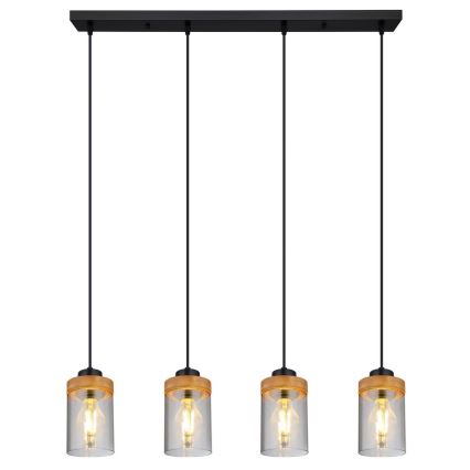 Globo - Żyrandol na lince 4xE27/40W/230V metal/drewno