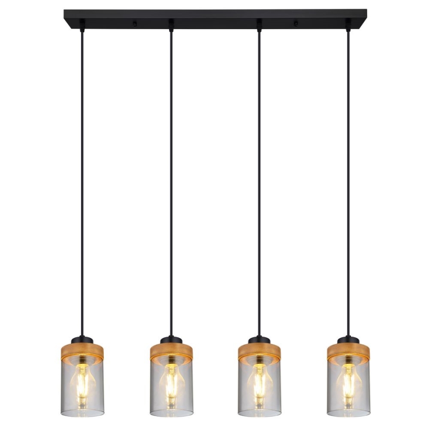 Globo - Żyrandol na lince 4xE27/40W/230V metal/drewno