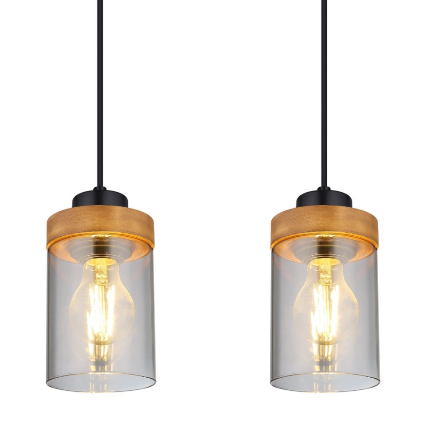 Globo - Żyrandol na lince 4xE27/40W/230V metal/drewno