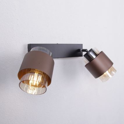 Globo - Lampa punktowa 2xE27/40W/230V czarna/brązowa