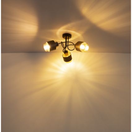Globo - Przysufitowy żyrandol 3xE27/40W/230V czarny/brązowy