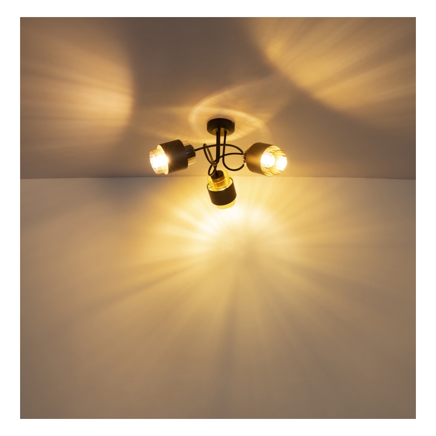 Globo - Przysufitowy żyrandol 3xE27/40W/230V czarny/brązowy