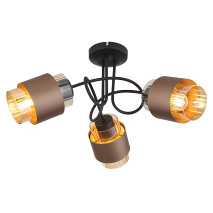 Globo - Przysufitowy żyrandol 3xE27/40W/230V czarny/brązowy