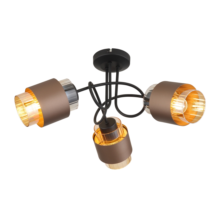 Globo - Przysufitowy żyrandol 3xE27/40W/230V czarny/brązowy