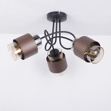 Globo - Przysufitowy żyrandol 3xE27/40W/230V czarny/brązowy