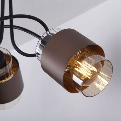 Globo - Przysufitowy żyrandol 3xE27/40W/230V czarny/brązowy