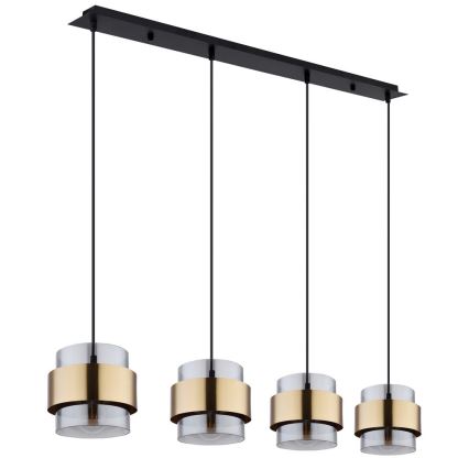 Globo - Lampa wisząca na linkach 4xE27/60W/230V czarny/mosiądz