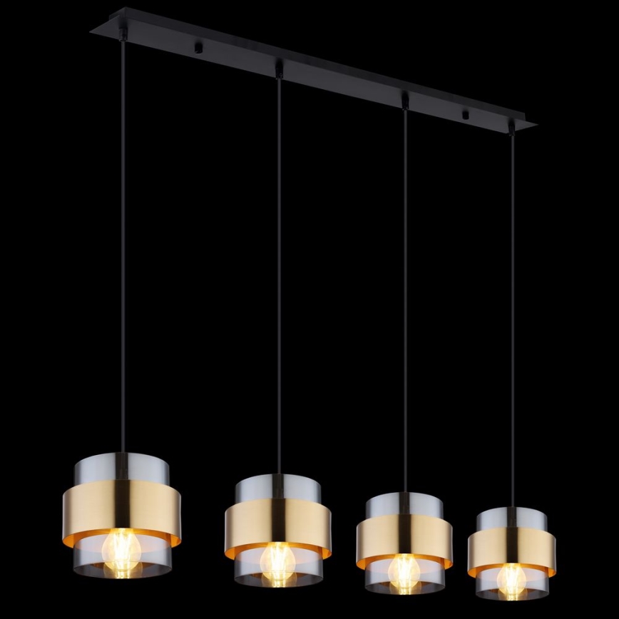 Globo - Lampa wisząca na linkach 4xE27/60W/230V czarny/mosiądz