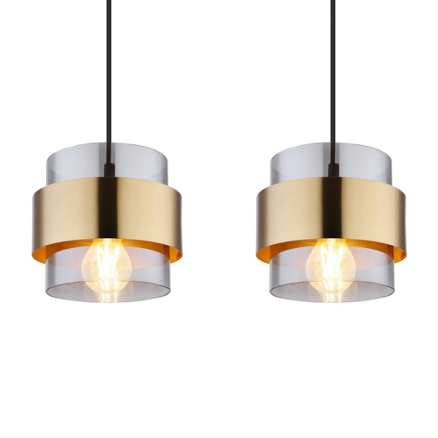 Globo - Lampa wisząca na linkach 4xE27/60W/230V czarny/mosiądz