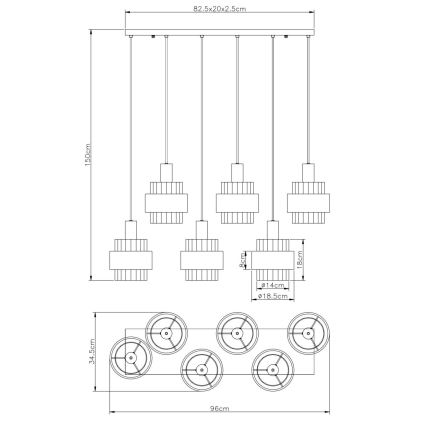 Globo - Lampa wisząca na lince 6xE27/60W/230V