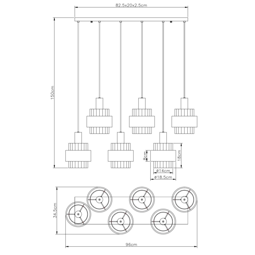 Globo - Lampa wisząca na lince 6xE27/60W/230V