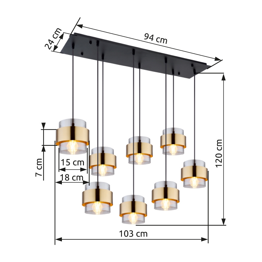 Globo - Żyrandol na lince 8xE27/60W/230V