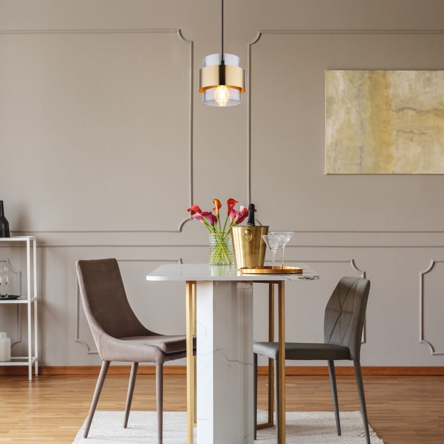 Globo - Lampa wisząca na linkę 1xE27/60W/230V czarny/mosiądz