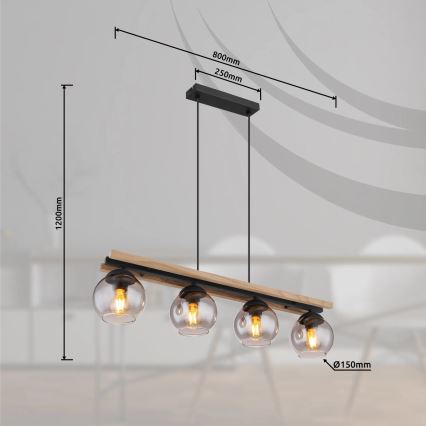 Globo - Żyrandol na lince 4xE27/25W/230V