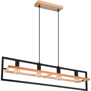 Globo 15575-4H - Lampa wisząca na lince ERICA 4xE27/40W/230V czarny/beżowy
