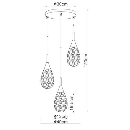 Globo - Żyrandol na lince 3xE14/9W/230V