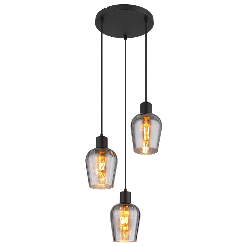 Globo - Żyrandol na lince 3xE27/40W/230V śr. 28,5 cm czarny