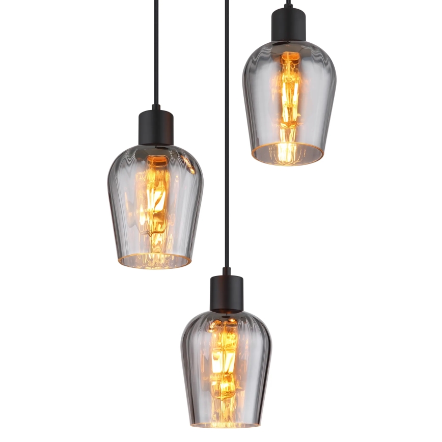 Globo - Żyrandol na lince 3xE27/40W/230V śr. 28,5 cm czarny